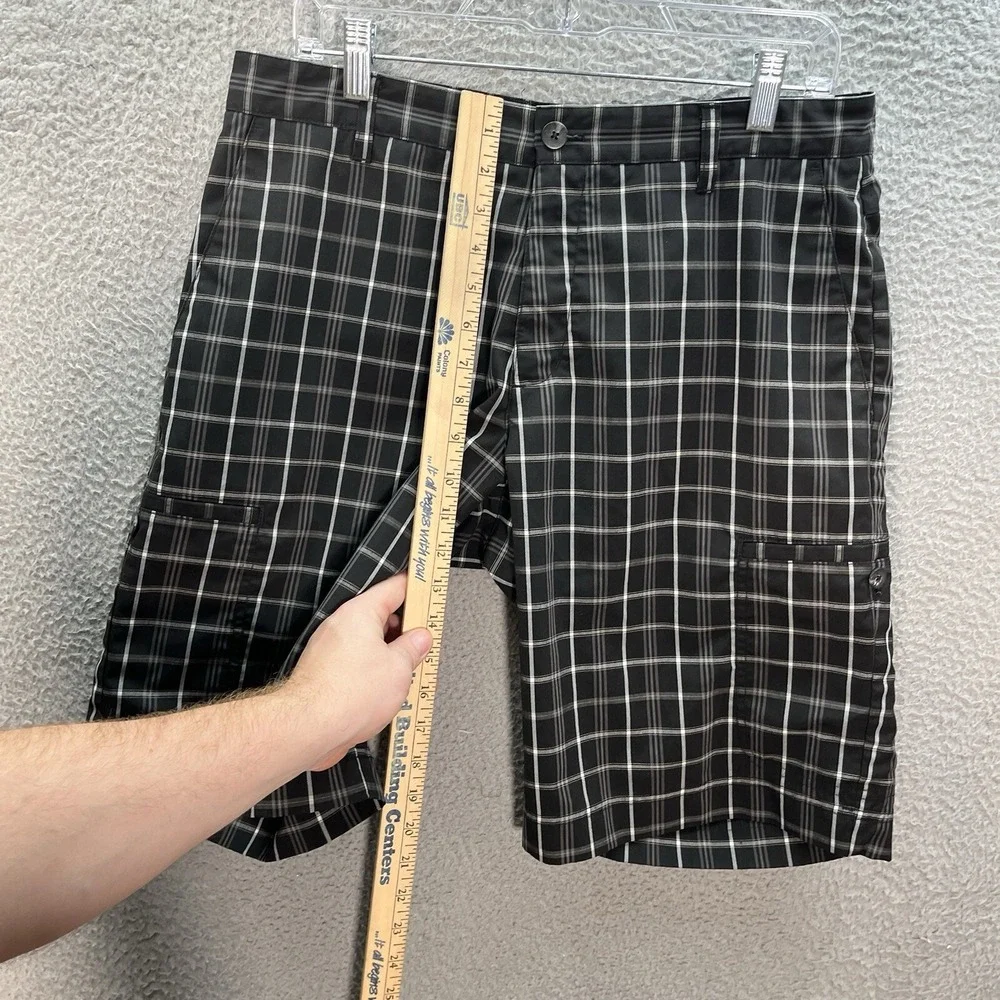 Adidas Golf Shorts Mens 32 Black‎ Gray White Plaid Cargo Preppy Sports Casual